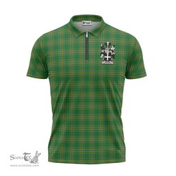 ScotsTee Shop Irish Upton Coat of Arms Family Crest Ireland Mens Zipper Polo Shirt Irish National Tartan Irish Zipper Polo Shirt