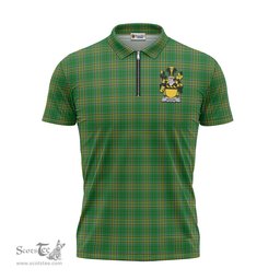 ScotsTee Shop Irish Wogan Coat of Arms Family Crest Ireland Mens Zipper Polo Shirt Irish National Tartan Irish Zipper Polo Shirt