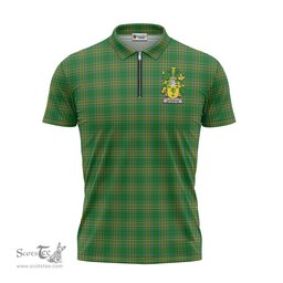ScotsTee Shop Irish Sheridan Coat of Arms Family Crest Ireland Mens Zipper Polo Shirt Irish National Tartan Irish Zipper Polo Shirt