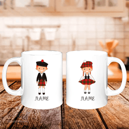 Scottish Crief District Clan Cute Scottish Couple Tartan Personalized Mugs For Couple