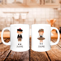 Scottish Culloden Ancient Clan Cute Scottish Couple Tartan Personalized Mugs For Couple