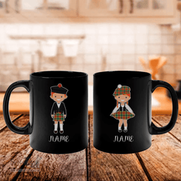 Scottish Buchanan Old Sett Clan Cute Scottish Couple Tartan Personalized Mugs For Couple
