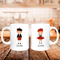 Scottish MacDonald of Sleat Clan Cute Scottish Couple Tartan Personalized Mugs For Couple