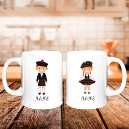 Scottish MacLellan Modern Clan Cute Scottish Couple Tartan Personalized Mugs For Couple