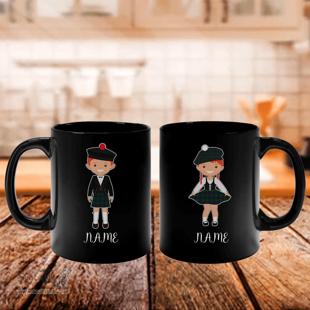 Scottish Lockhart Modern Clan Cute Scottish Couple Tartan Personalized Mugs For Couple