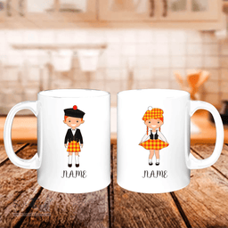Scottish MacLeod of Raasay Clan Cute Scottish Couple Tartan Personalized Mugs For Couple