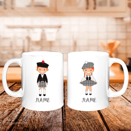 Scottish Scott Black & White Modern Clan Cute Scottish Couple Tartan Personalized Mugs For Couple