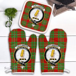 Scottish Callander Modern Clan Crest Tartan Oven Mitt And Pot Holder Set (2 Oven Mitts + 1 Pot Holder)