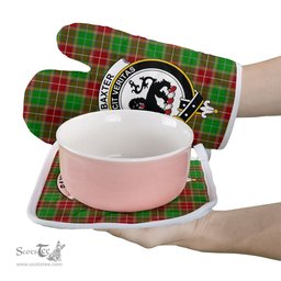 Scottish Baxter Modern Clan Crest Tartan Oven Mitt And Pot Holder Set (2 Oven Mitts + 1 Pot Holder)