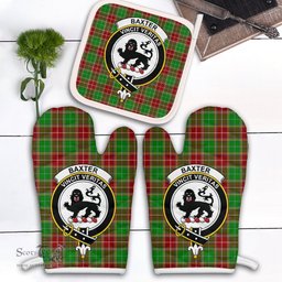 Scottish Baxter Modern Clan Crest Tartan Oven Mitt And Pot Holder Set (2 Oven Mitts + 1 Pot Holder)