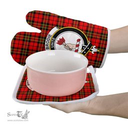 Scottish Brodie Modern Clan Crest Tartan Oven Mitt And Pot Holder Set (2 Oven Mitts + 1 Pot Holder)
