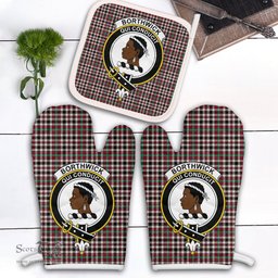 Scottish Borthwick Dress Ancient Clan Crest Tartan Oven Mitt And Pot Holder Set (2 Oven Mitts + 1 Pot Holder)