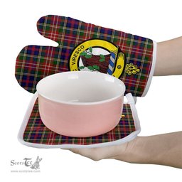 Scottish Christie Clan Crest Tartan Oven Mitt And Pot Holder Set (2 Oven Mitts + 1 Pot Holder)