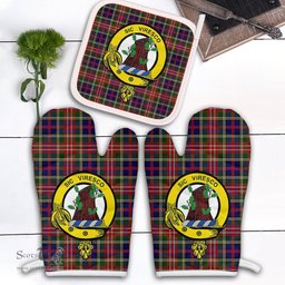 Scottish Christie Clan Crest Tartan Oven Mitt And Pot Holder Set (2 Oven Mitts + 1 Pot Holder)