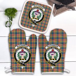 Scottish Buchanan Ancient Clan Crest Tartan Oven Mitt And Pot Holder Set (2 Oven Mitts + 1 Pot Holder)