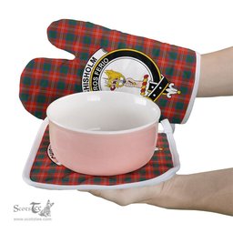 Scottish Chisholm Ancient Clan Crest Tartan Oven Mitt And Pot Holder Set (2 Oven Mitts + 1 Pot Holder)