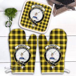 Scottish Barclay Dress Modern Clan Crest Tartan Oven Mitt And Pot Holder Set (2 Oven Mitts + 1 Pot Holder)
