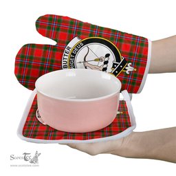 Scottish Butter Clan Crest Tartan Oven Mitt And Pot Holder Set (2 Oven Mitts + 1 Pot Holder)