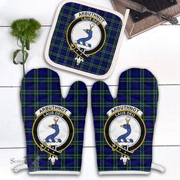 Scottish Arbuthnot Modern Clan Crest Tartan Oven Mitt And Pot Holder Set (2 Oven Mitts + 1 Pot Holder)