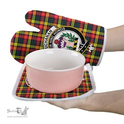 Scottish Buchanan Modern Clan Crest Tartan Oven Mitt And Pot Holder Set (2 Oven Mitts + 1 Pot Holder)