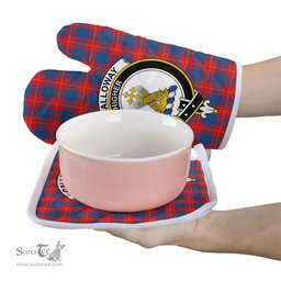 Scottish Galloway Red Clan Crest Tartan Oven Mitt And Pot Holder Set (2 Oven Mitts + 1 Pot Holder)