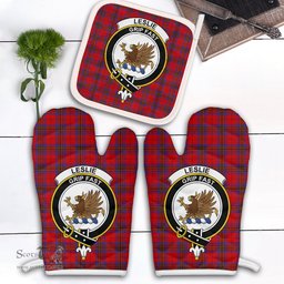 Scottish Leslie Modern Clan Crest Tartan Oven Mitt And Pot Holder Set (2 Oven Mitts + 1 Pot Holder)