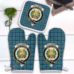 Scottish Falconer Clan Crest Tartan Oven Mitt And Pot Holder Set (2 Oven Mitts + 1 Pot Holder)