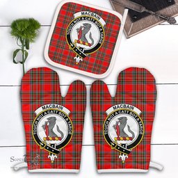 Scottish Macbain Clan Crest Tartan Oven Mitt And Pot Holder Set (2 Oven Mitts + 1 Pot Holder)