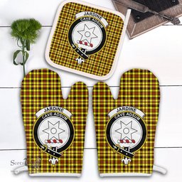 Scottish Jardine Clan Crest Tartan Oven Mitt And Pot Holder Set (2 Oven Mitts + 1 Pot Holder)