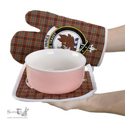 Scottish Innes Ancient Clan Crest Tartan Oven Mitt And Pot Holder Set (2 Oven Mitts + 1 Pot Holder)