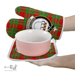 Scottish Grierson Clan Crest Tartan Oven Mitt And Pot Holder Set (2 Oven Mitts + 1 Pot Holder)