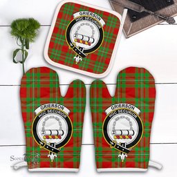 Scottish Grierson Clan Crest Tartan Oven Mitt And Pot Holder Set (2 Oven Mitts + 1 Pot Holder)