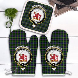 Scottish Farquharson Modern Clan Crest Tartan Oven Mitt And Pot Holder Set (2 Oven Mitts + 1 Pot Holder)