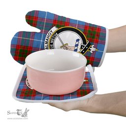 Scottish Dalmahoy Clan Crest Tartan Oven Mitt And Pot Holder Set (2 Oven Mitts + 1 Pot Holder)