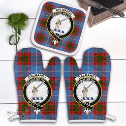 Scottish Dalmahoy Clan Crest Tartan Oven Mitt And Pot Holder Set (2 Oven Mitts + 1 Pot Holder)