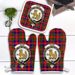 Scottish Gow Of McGouan Clan Crest Tartan Oven Mitt And Pot Holder Set (2 Oven Mitts + 1 Pot Holder)