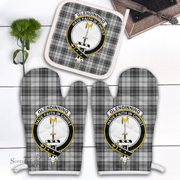 Scottish Glendinning Clan Crest Tartan Oven Mitt And Pot Holder Set (2 Oven Mitts + 1 Pot Holder)