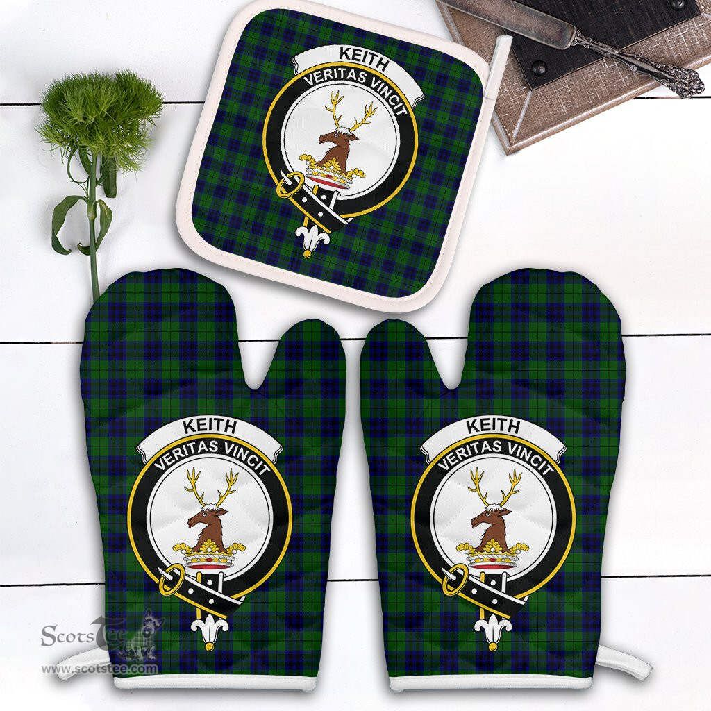 Scottish Keith Modern Clan Crest Tartan Oven Mitt And Pot Holder Set (2 Oven Mitts + 1 Pot Holder)