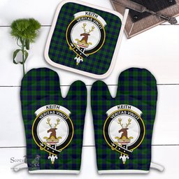Scottish Keith Modern Clan Crest Tartan Oven Mitt And Pot Holder Set (2 Oven Mitts + 1 Pot Holder)