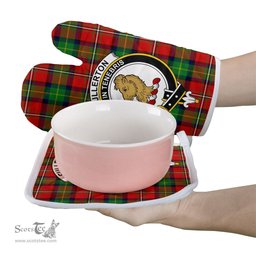 Scottish Fullerton Clan Crest Tartan Oven Mitt And Pot Holder Set (2 Oven Mitts + 1 Pot Holder)