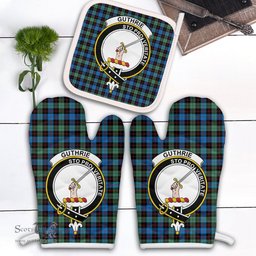 Scottish Guthrie Ancient Clan Crest Tartan Oven Mitt And Pot Holder Set (2 Oven Mitts + 1 Pot Holder)