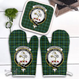 Scottish Cranstoun Clan Crest Tartan Oven Mitt And Pot Holder Set (2 Oven Mitts + 1 Pot Holder)