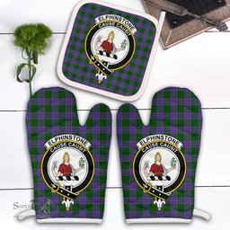 Scottish Elphinstone Clan Crest Tartan Oven Mitt And Pot Holder Set (2 Oven Mitts + 1 Pot Holder)