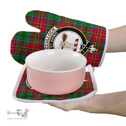 Scottish MacCulloch Clan Crest Tartan Oven Mitt And Pot Holder Set (2 Oven Mitts + 1 Pot Holder)
