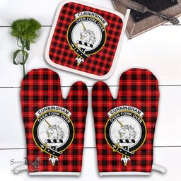 Scottish Cunningham Modern Clan Crest Tartan Oven Mitt And Pot Holder Set (2 Oven Mitts + 1 Pot Holder)