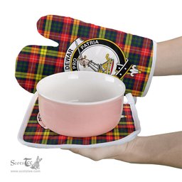 Scottish Dewar Clan Crest Tartan Oven Mitt And Pot Holder Set (2 Oven Mitts + 1 Pot Holder)