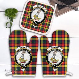 Scottish Dewar Clan Crest Tartan Oven Mitt And Pot Holder Set (2 Oven Mitts + 1 Pot Holder)