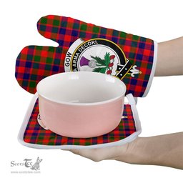 Scottish Gow Of Skeoch Clan Crest Tartan Oven Mitt And Pot Holder Set (2 Oven Mitts + 1 Pot Holder)
