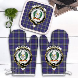 Scottish Kinnaird Clan Crest Tartan Oven Mitt And Pot Holder Set (2 Oven Mitts + 1 Pot Holder)