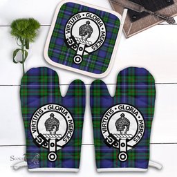 Scottish Donnachaidh Clan Crest Tartan Oven Mitt And Pot Holder Set (2 Oven Mitts + 1 Pot Holder)